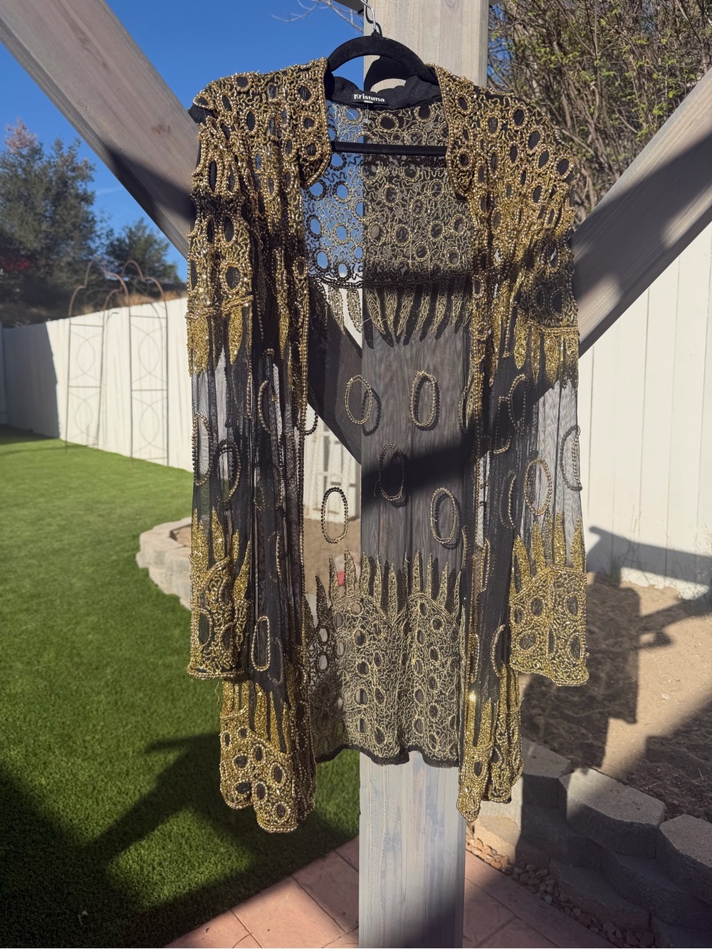 Vintage 80’s Gold Beaded Sheer long duster